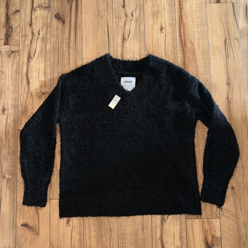 Black oversized aerie teddy boucle sweater